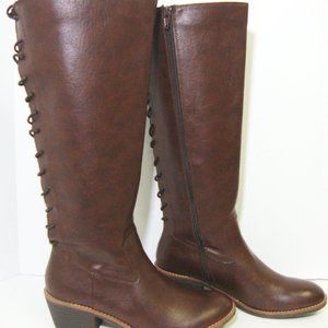 Adjustable Fit Lace Up Knee High Boots Brown Womens 9 M GAIA Vitalize